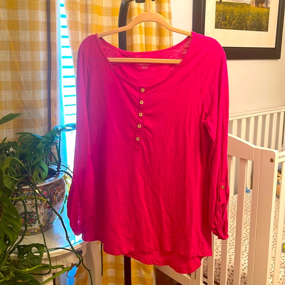 Lilly Pulitzer Pima Cotton 3/4 Sleeve Top Shirt Women Size XL